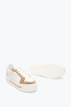 SNEAKER XTRA BLANC-OR AVEC CRISTAUX 50